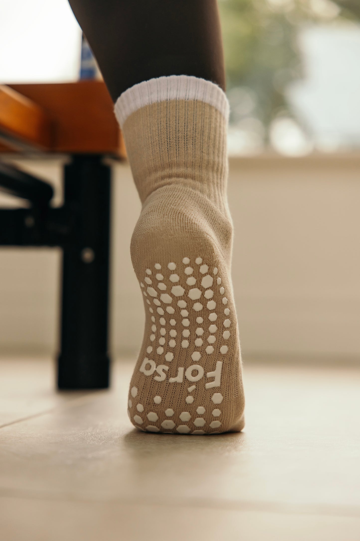 Beige Crew Grip Sock